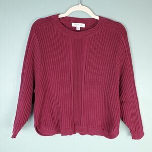 Amour Vert Ribbed Maroon Sweater Size Small